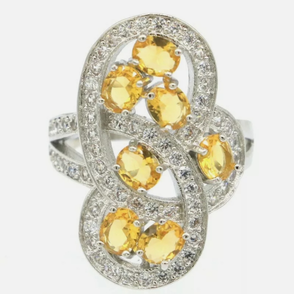 New citrine cz sterling silver ring